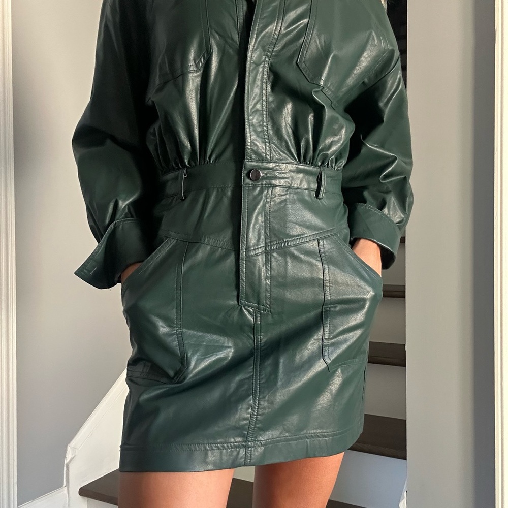 Dark Green Leather Dress